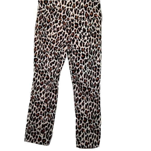J Crew Remi Pants Women Size 6 Leopard Print Stretch Twill Zip Up Cat Print - Picture 2 of 15